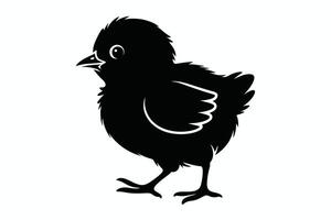 Black Silhouette of a Chick Standing on White Background vector