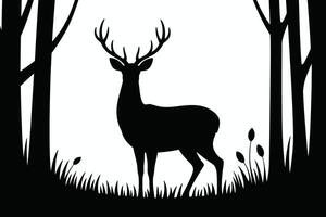 Silhouette of a deer in the woods vector