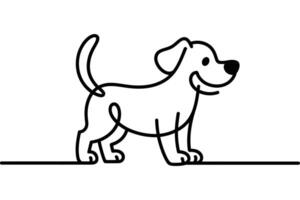 Black line art illustration of a smiling dog on a white background vector
