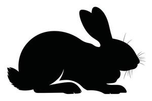 Black Rabbit Silhouette on White Background bunny vector