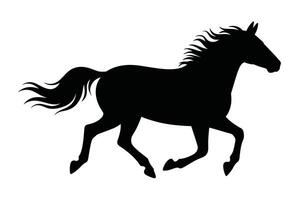 Black Silhouette of a Running Horse on White Background vector