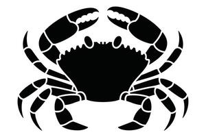Black Crab Silhouette on White Background with Claws and Legs vector