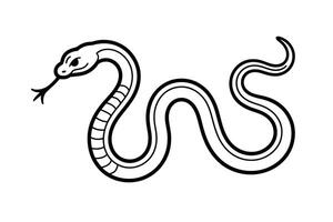 Black and white snake illustration with forked tongue on white background vector