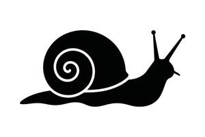 Black snail silhouette with spiral shell on white background vector