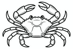 Black and white crab illustration with claws and legs on a white background vector