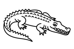 Black and white illustration of a crocodile with jagged spine and open mouth vector