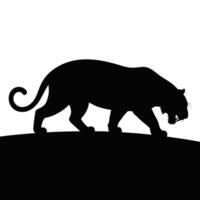 Black Panther Silhouette Walking on a Black Curved Surface vector