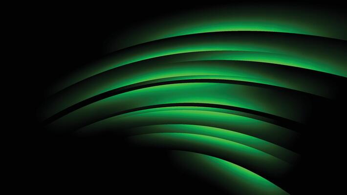 abstract green light trails on black background. neon glowing decoration