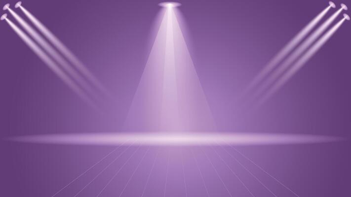 Purple spotlight background with bright stage lights and empty floor perfect for shows events promotions and digital designs