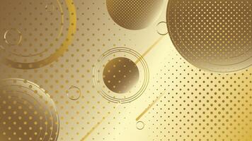 Elegant golden background featuring gradient circles dotted patterns and geometric lines perfect for luxury designs, banners, posters, presentations, digital art, and creative graphic projects vector
