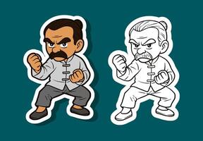 Martial arts characters in action poses vector