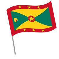Grenada national flag flutters with flagpole vector