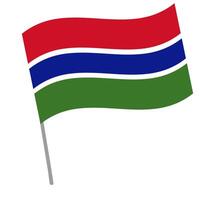 Gambia national flag flutters with flagpole vector