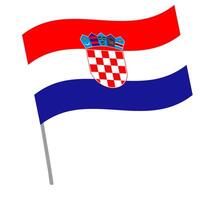 Croatia national flag flutters with flagpole vector