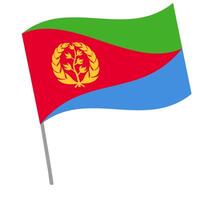 Eritrea national flag flutters with flagpole vector