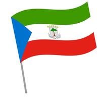 Equatorial Guinea national flag flutters with flagpole vector