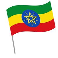 Ethiopia national flag flutters with flagpole vector