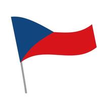 Czech national flag flutters with flagpole vector