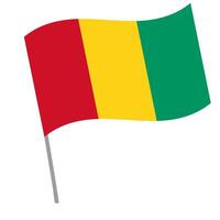 Guinea national flag flutters with flagpole vector