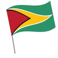 Guyana national flag flutters with flagpole vector