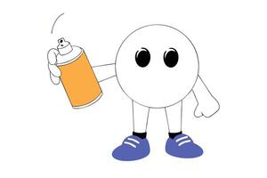 Playful Pink Ball Shaped Character Wearing Blue Shoes Holding an Item with Joyful Expression Suitable for Kids Content Branding or Animated Cartoon Series vector