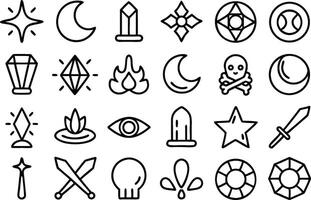A set of black and white icons for a magic item vector