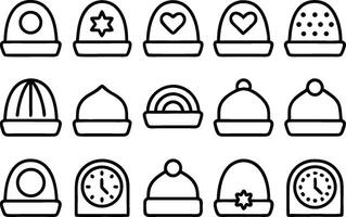 A set of different hats and clocks vector
