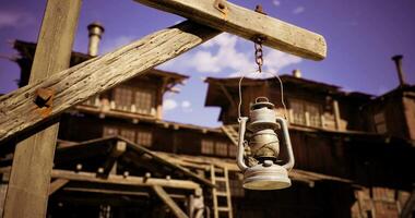 CGI Hidden Mining Site with old lamp hanging video