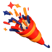 A colorful cone with stars and fireworks png