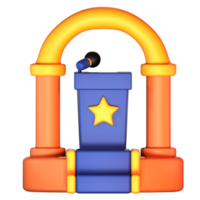 An inflatable stage with a microphone and star png