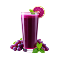 Refreshing grape juice in a glass with grapes and mint. png