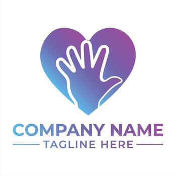 Heart and Hand Logo Design Symbolizing Care and Support A Modern and Elegant Representation of Compassion and Unity vector