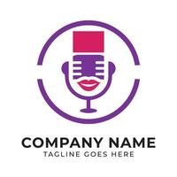 Whimsical Podcast Logo with Retro Microphone Design a Playful and Engaging Visual Identity for Audio Content Creators vector
