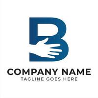 Innovative Logo Featuring Letter B and a Hand Symbolizing Support and Care with a Clean Modern Design and Professional Aesthetic vector