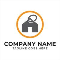 Modern Real Estate Logo Design with Key and House Icon within Circle for Company Branding Identity and Creative Visuals vector