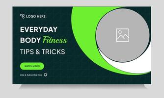 Tutorial body fitness new idea tips and tricks cover banner design, workout plan thumbnail banner design, editable eps 10 file format vector