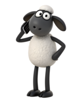 3D, A shaun the sheep is calling, isolated on a transparent background png