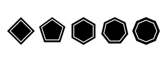 Icon set of pentagon, quadrangle, hexagon, heptagon shapes vector