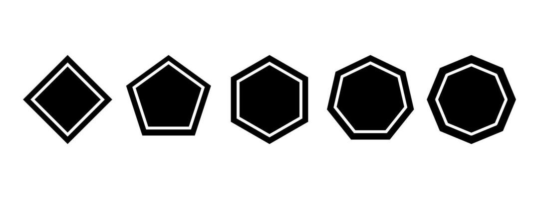 Icon set of pentagon, quadrangle, hexagon, heptagon shapes