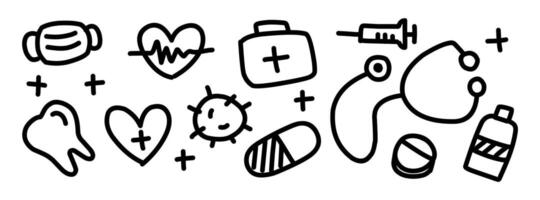 Hand drawn icons set of health fields vector