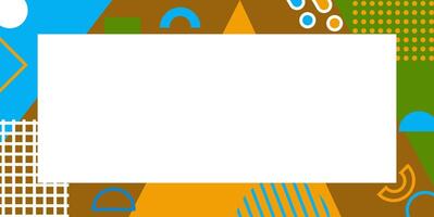Abstract geometric frame design in cheerful colors with empty space for text. Geometric memphis frame vector