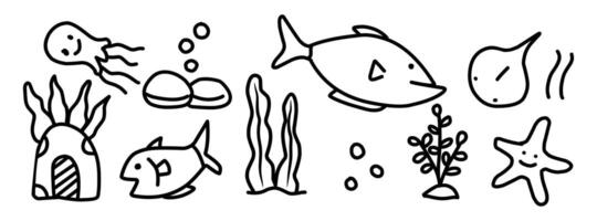 Hand drawn marine field icon set vector