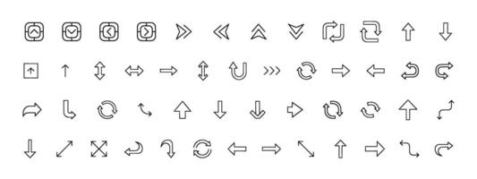 Minimal Outline Arrows and Navigation Icon Set Line Direction Symbols for UI and Interfaces vector