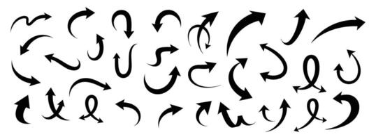 Curved Arrow Icons Set Hand Drawn Directional Arrows Collection vector