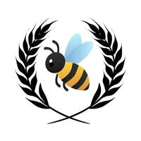 Bee with a laurel wreath symbol of nature and hard work. Evening illustration vector