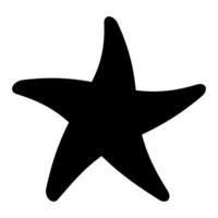starfish sea star shape silhouette, black and white illustration of five pointed star-shaped echinodermlated on white background vector