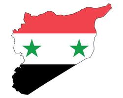 Syria map with flag - outline of a state with a national flag, white background, vector