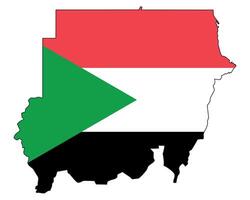 Republic of the Sudan map with flag - outline of a state with a national flag, white background, vector