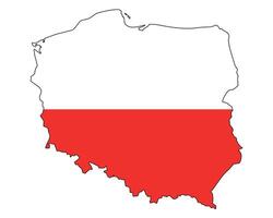 Poland map with flag - outline of a state with a national flag, white background, vector