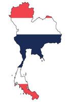 Thailand map with flag - outline of a state with a national flag, white background, vector